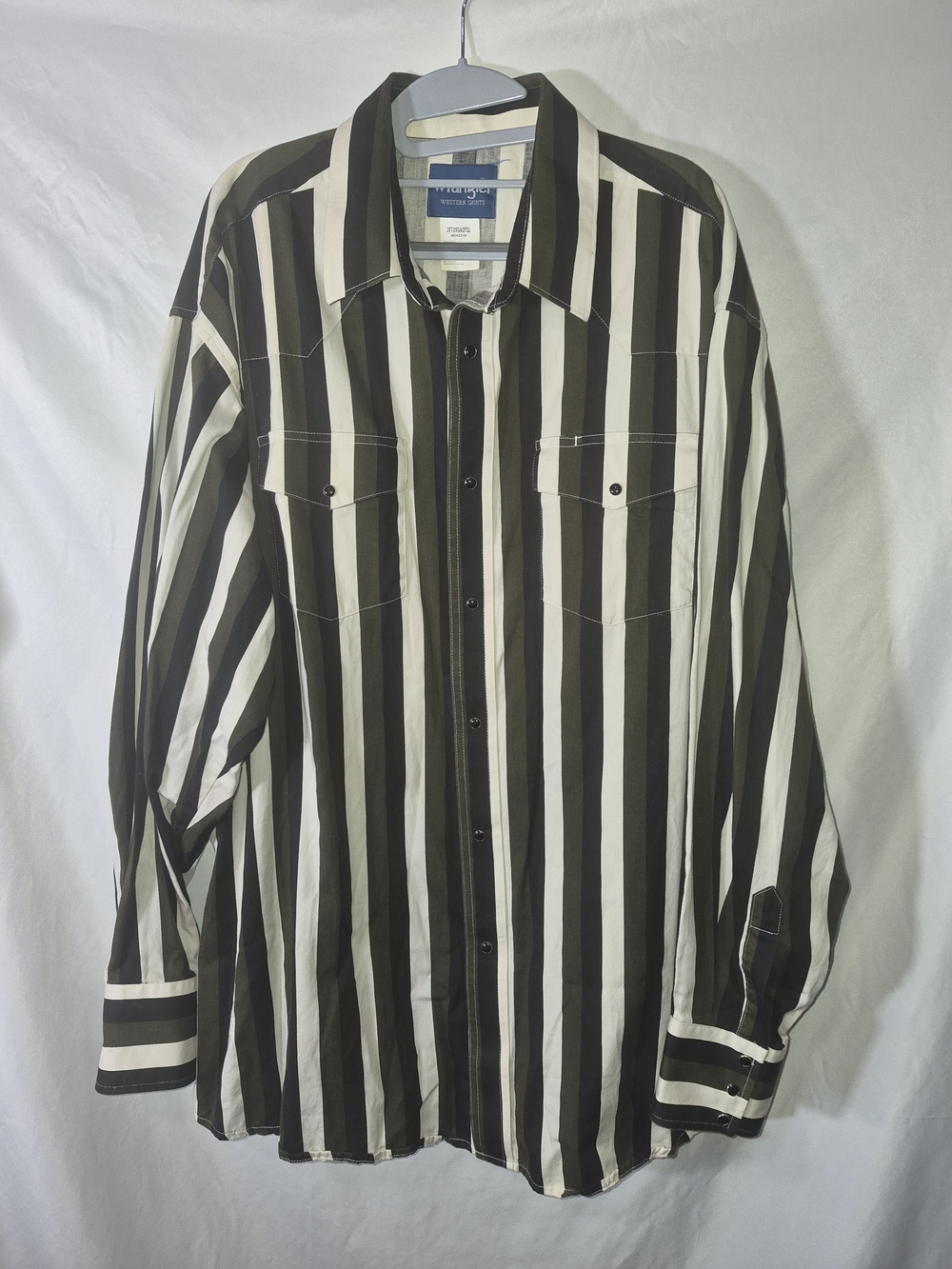 Vintage Mens Wrangler Western Shirts Striped W/ Enamel Buttons Sz 2XT